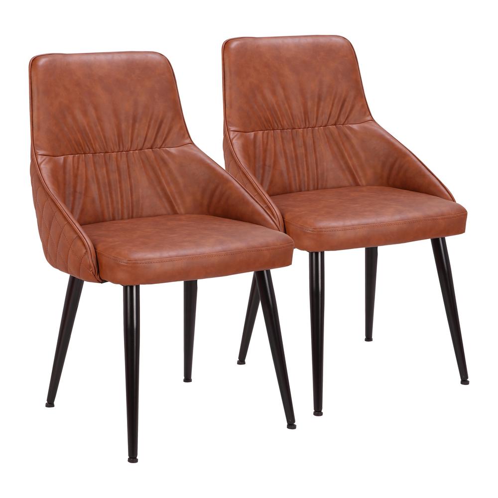 Lumisource Alden Brown Faux Leather Dining Chair Set Of 2 Ch Aldn Lumisource Alden Brown Faux Leather Dining Chair Set Of 2