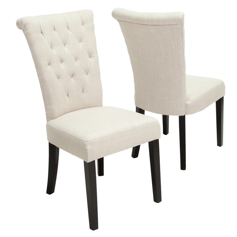 Noble House Venetian Light Beige Velvet Tufted Dining Chairs (Set of 2