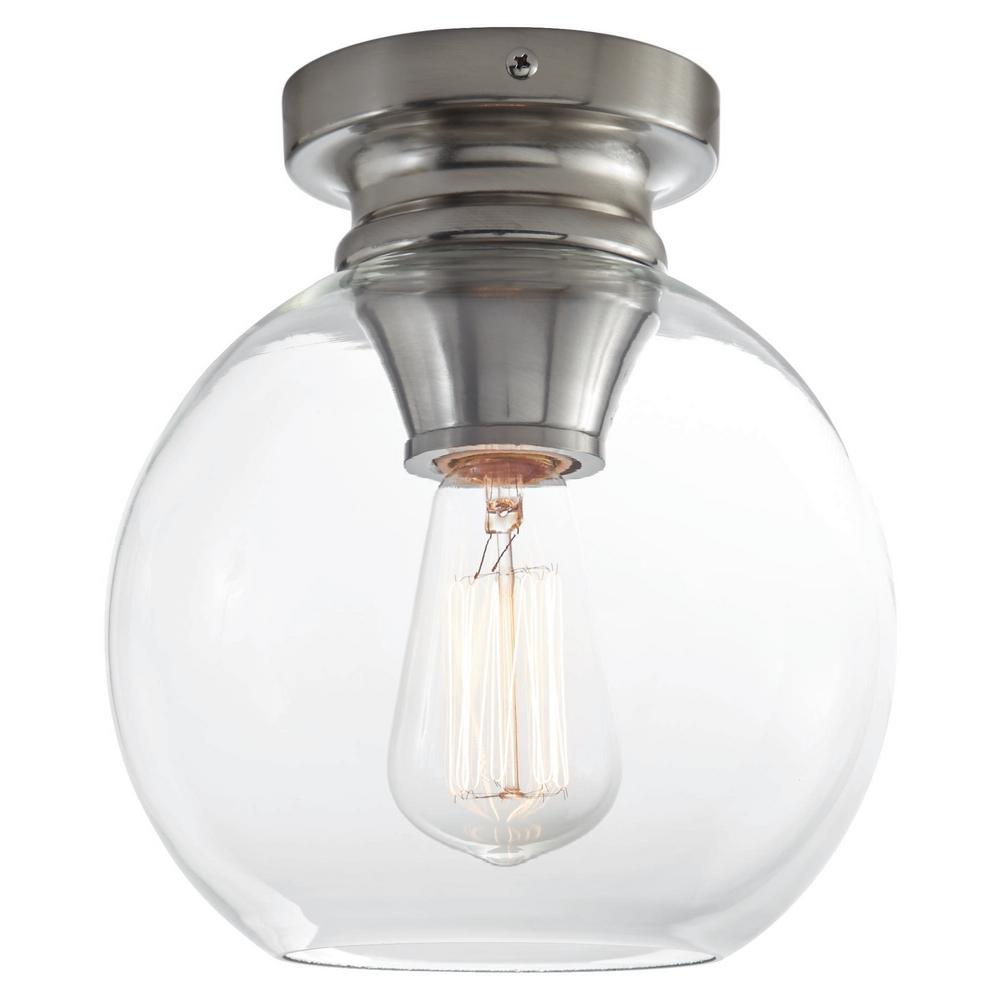 Home Decorators Collection Evelyn 8 In 1 Light Brushed Nickel Flush Mount Light With Clear Glass Shade Hb1078 35 The Home Depot