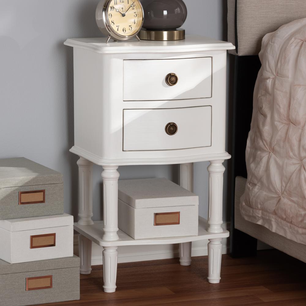 Baxton Studio Audrey 2 Drawer White Nightstand 147 8180 Hd The