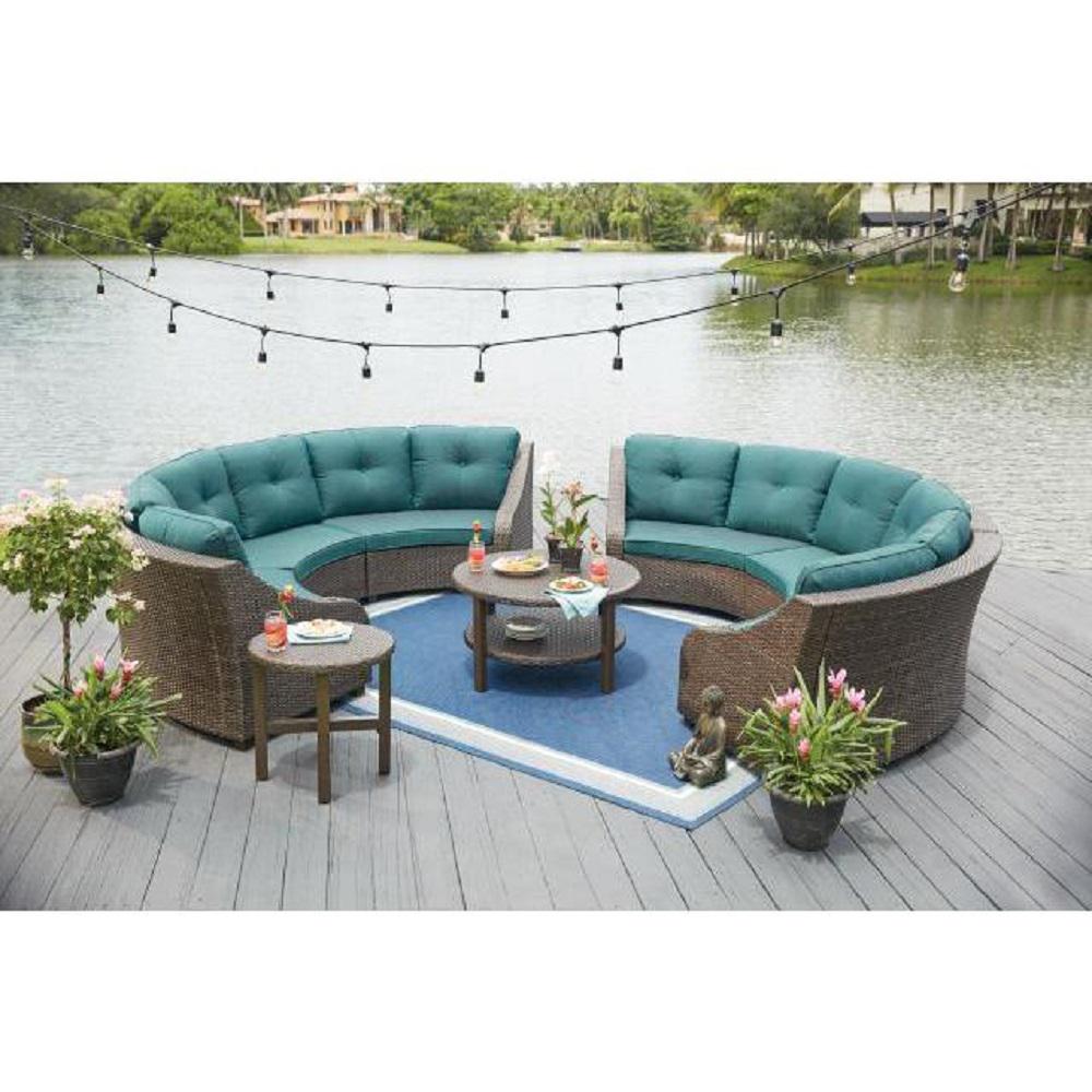 Hampton Bay Torquay Wicker Outdoor Sofa with Charleston ...