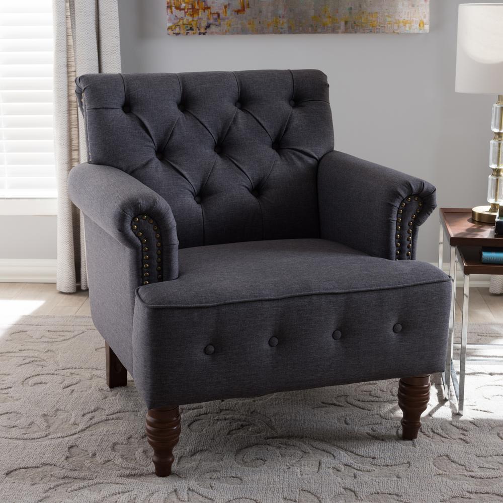 Baxton Studio Christa Dark Gray Fabric Upholstered Accent Chair-28862
