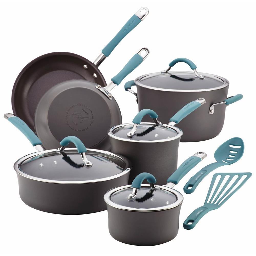 Rachael Ray Cucina 12-Piece Gray and Blue Cookware Set with Lids by Rachael Ray