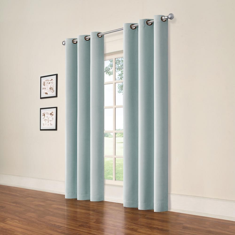 Eclipse Darrell Spa Blackout Window Panel 37 In W X 63 L 2 Pack Fzh04lcy1spa The Home Depot - Spa Blue Curtains