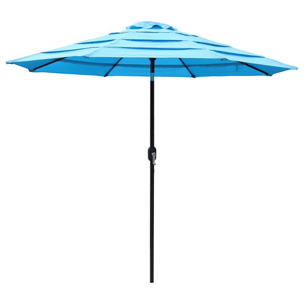 Maypex 9 Ft Steel Market Crank And Tilt Round Fashion Patio Umbrella In Aqua 300233 The Home Depot