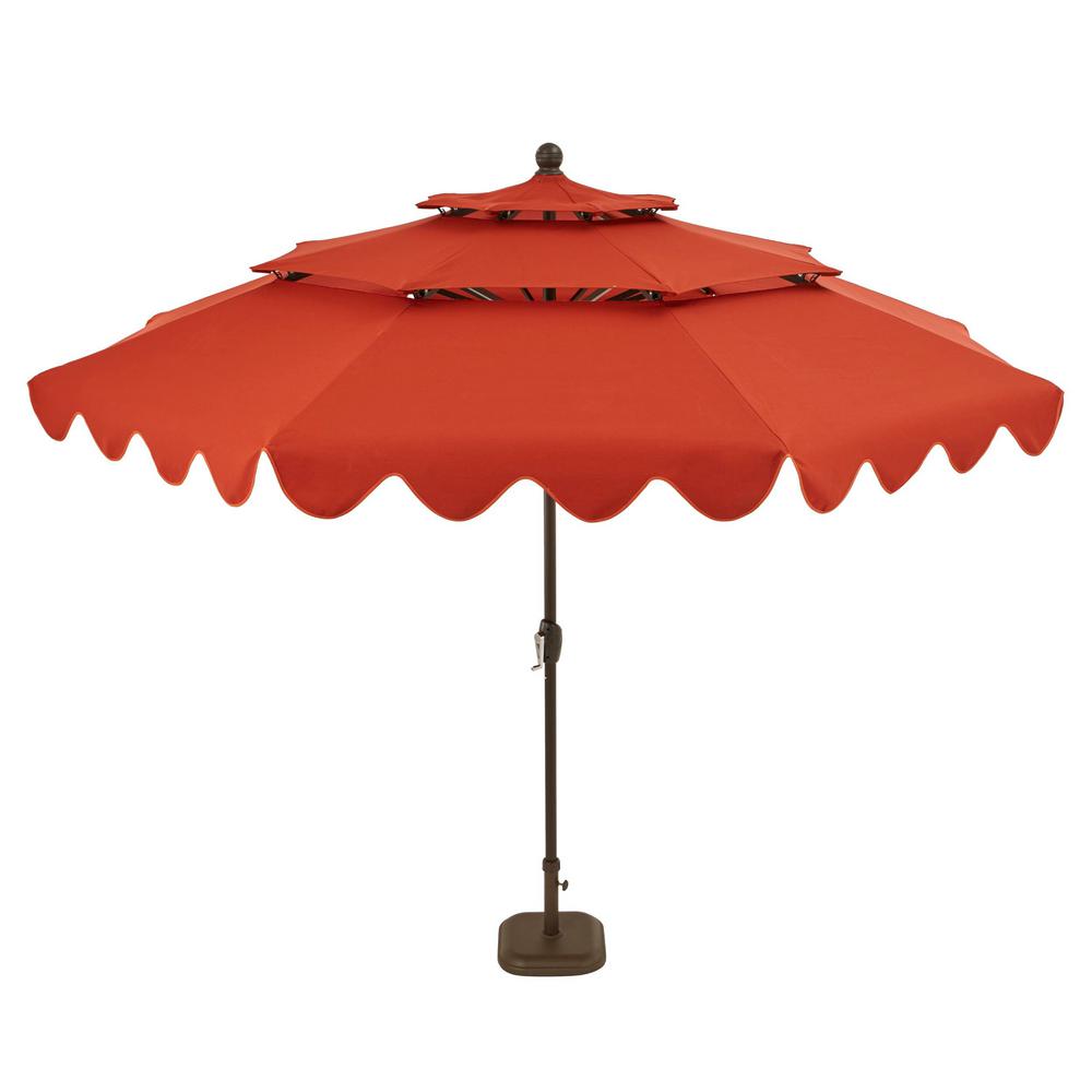 Hampton Bay 10 Ft Aluminum Market Auto Tilt Pagoda Outdoor Patio Umbrella In Chili Red 8390 The Home Depot