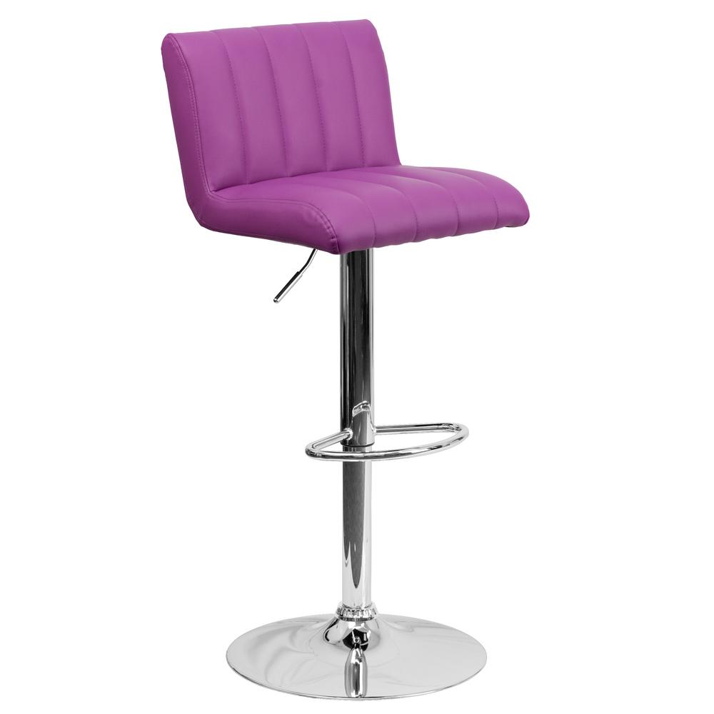 Purple Bar Stools Kitchen Dining Room Furniture The Home Depot Adjule Height Purple Cushioned Bar Stool