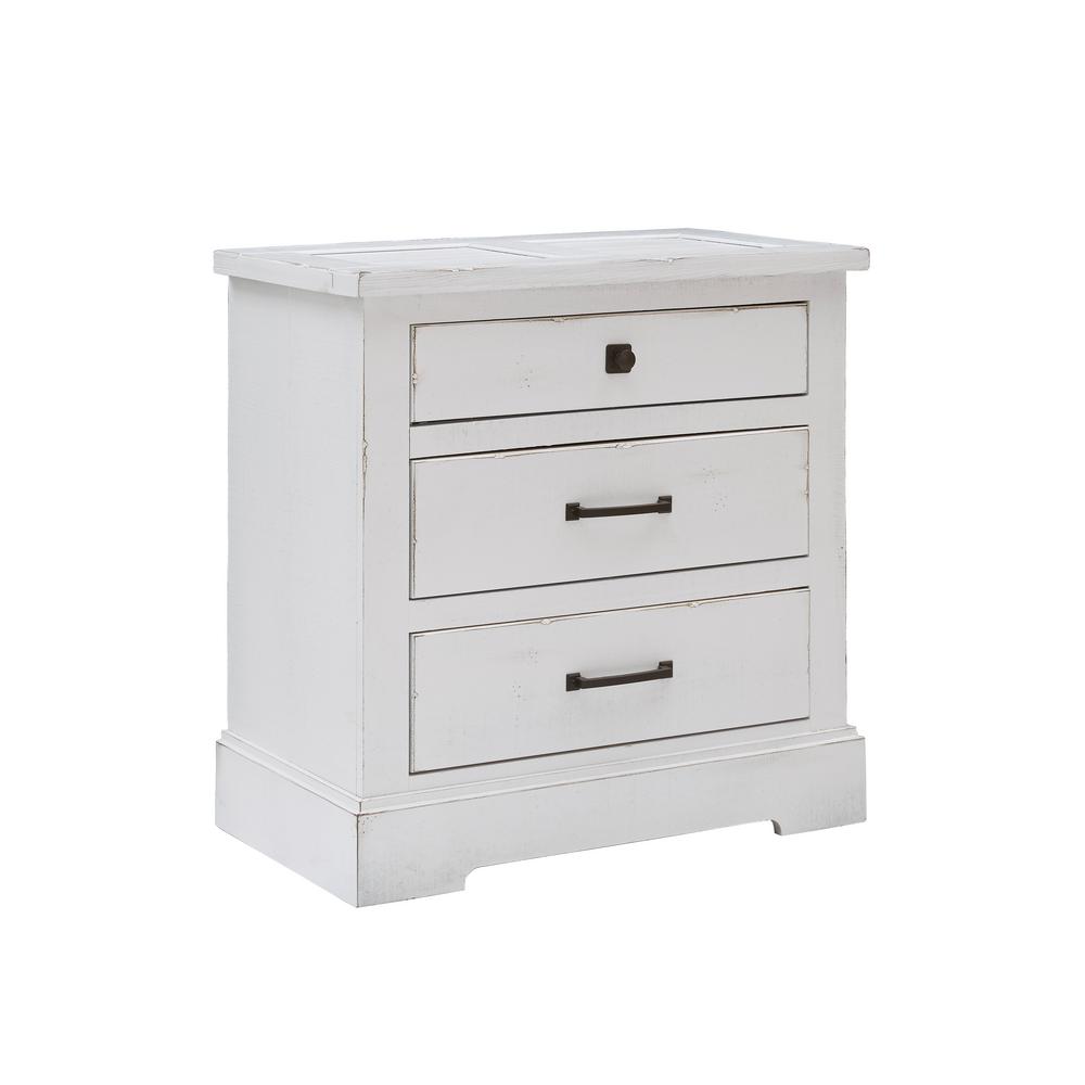 Progressive Furniture Meadow 3 Drawer Summer White Nightstand 31