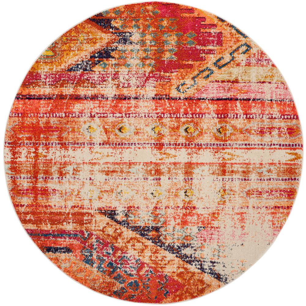 Safavieh Monaco Orange/Multi 5 ft. x 5 ft. Round Area RugMNC222H5R