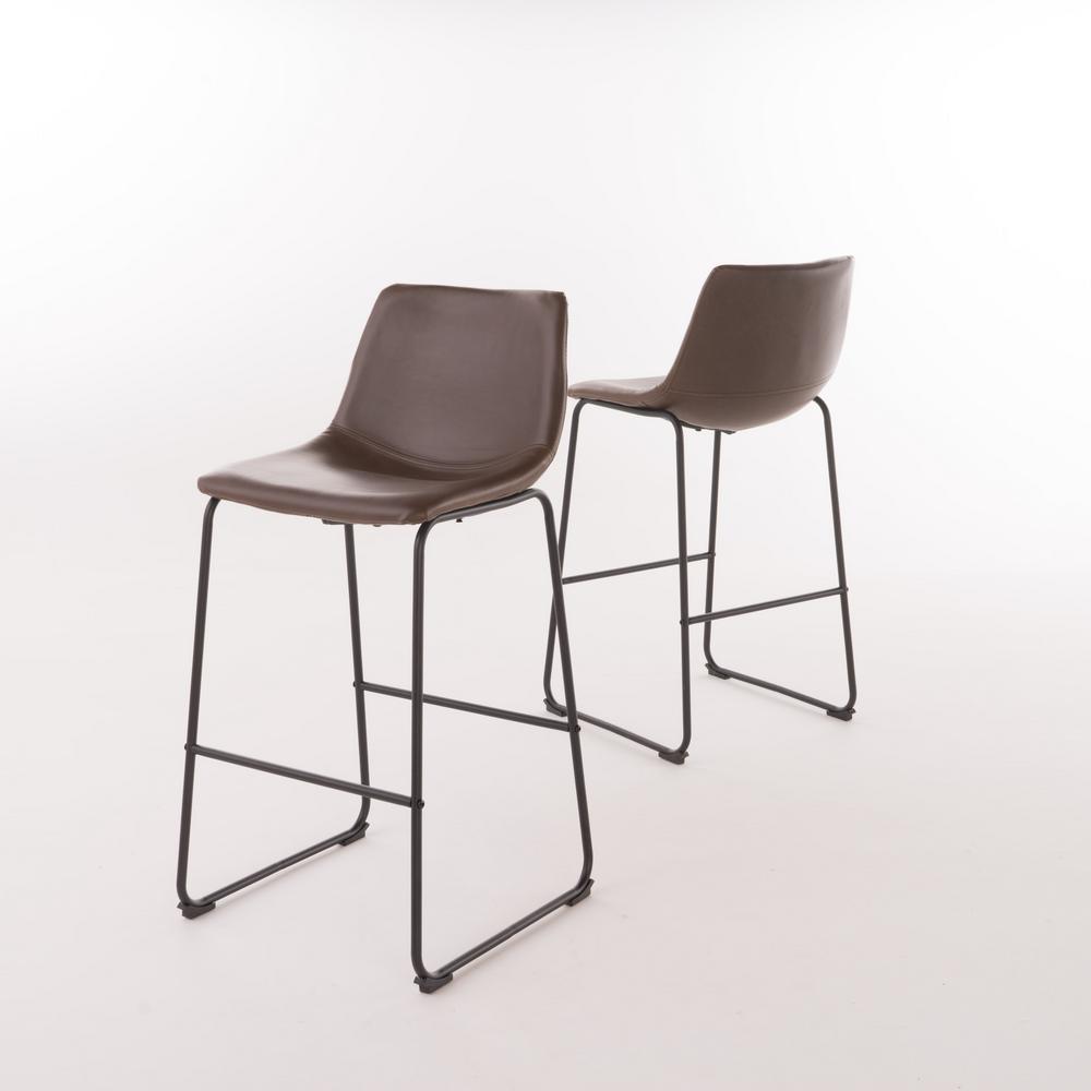 Noble House Cedric 39 5 In Vintage Brown Cushioned Bar Stool Set Noble House Cedric 39 5 In Vintage Brown Cushioned Bar Stool Set Of 2 298407 The Home Depot
