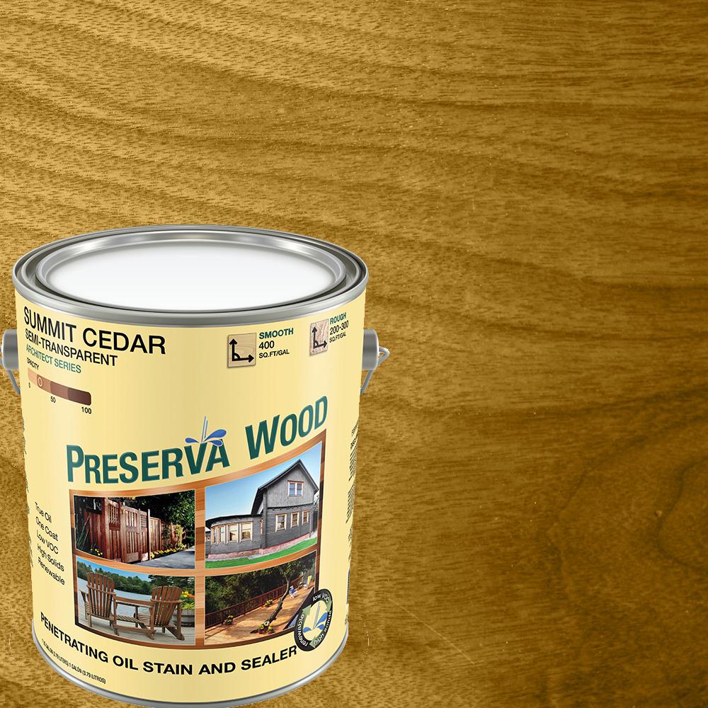 Preserva Wood 1 gal. SemiTransparent OilBased Summit Cedar Exterior Wood Stain11104 The