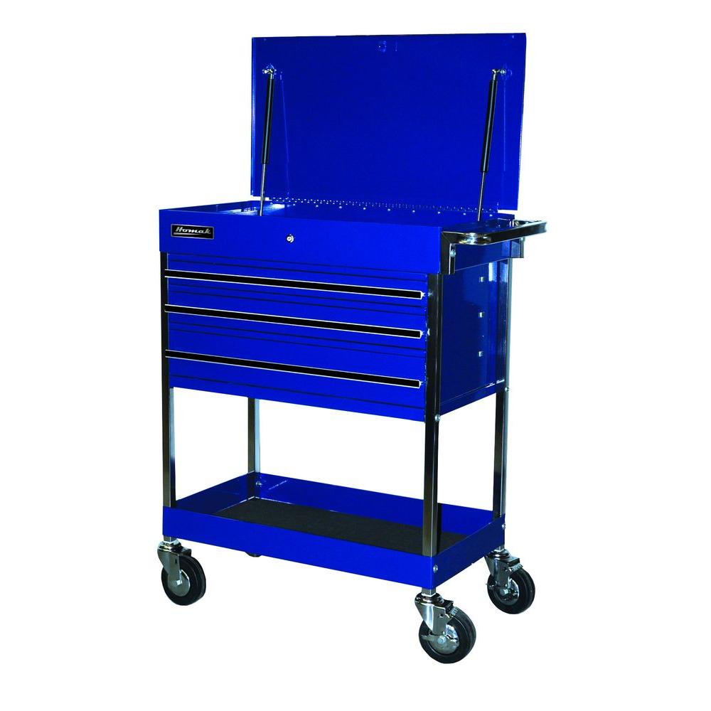 Homak Professional 34 5 In 3 Drawer Service Utility Cart In Blue