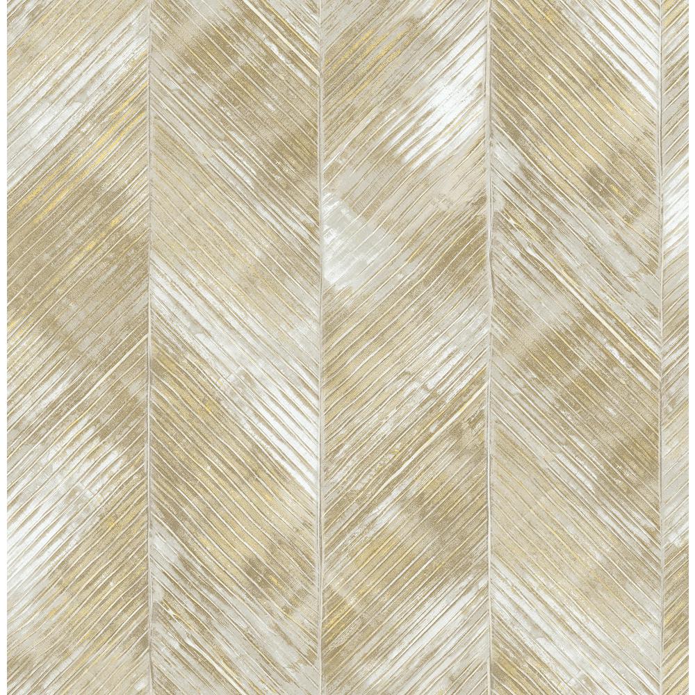 Seabrook Designs Hubble Herringbone Metallic Pearl and Taupe Striped ...