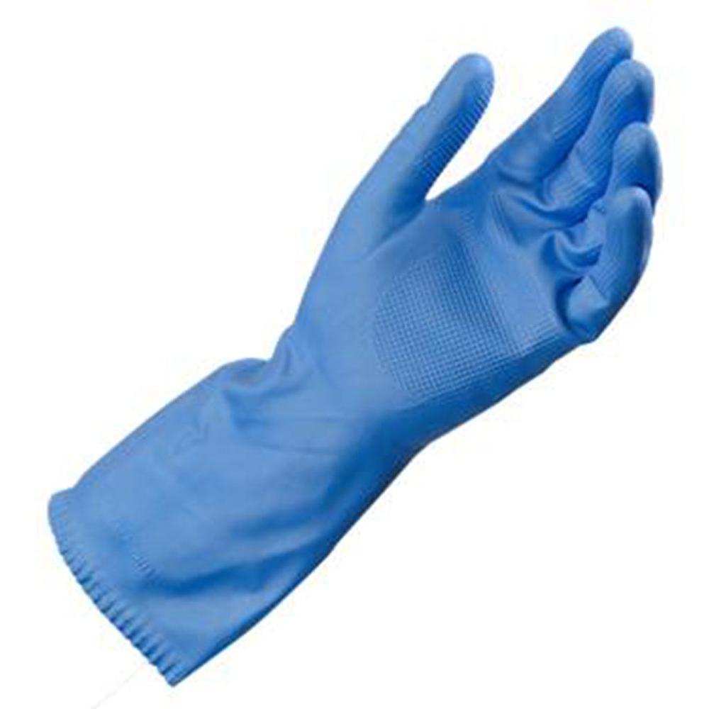 blue cleaning gloves
