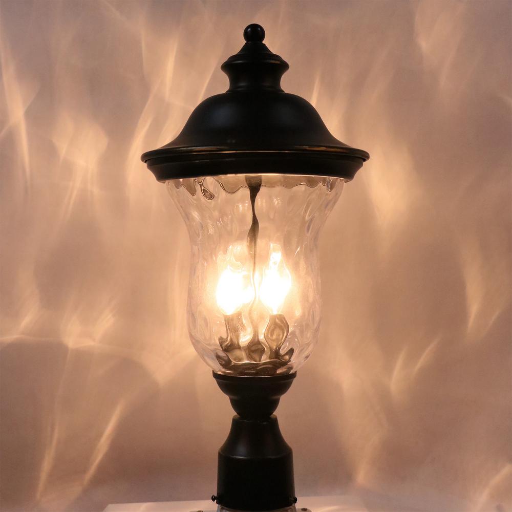 10 In 1 Light Imperial Black Outdoor Post Light Clear Water Glass El180707 Mp The Home Depot