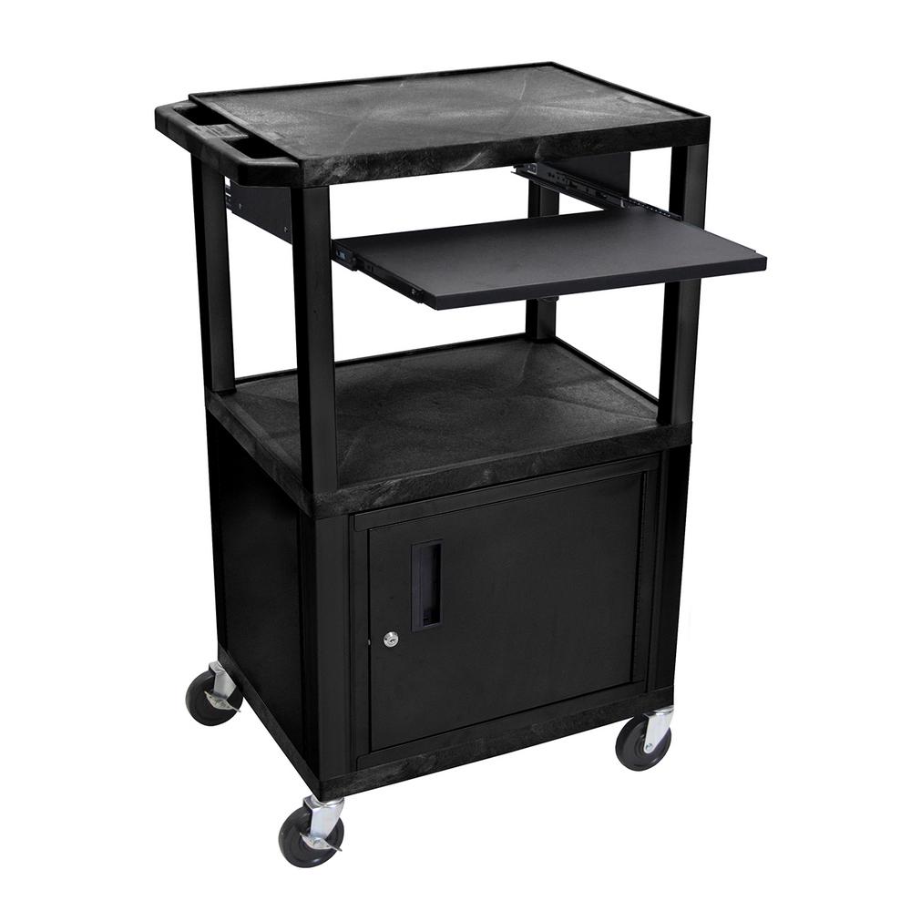 Luxor WTPS 42 in. A/V Cart with Black and Pullout Shelf in Red