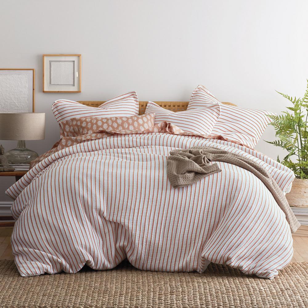 The Company Store Orion Orange Striped Organic Cotton Twin Duvet