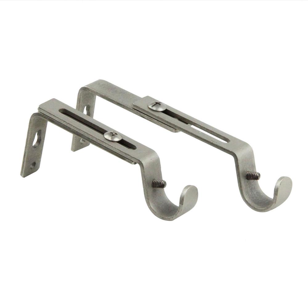 Rod Desyne Single Rod Extendable Wall Bracket In Satin Nickel Set