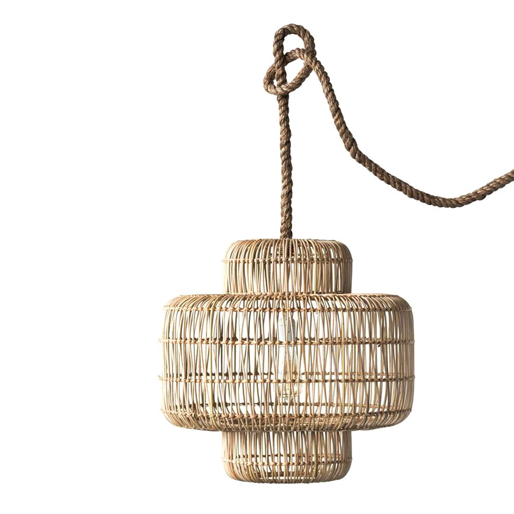 3r Studios Woven Roots 1 Light Brown Round Wicker Pendant With 3r Studios Woven Roots 1 Light Brown