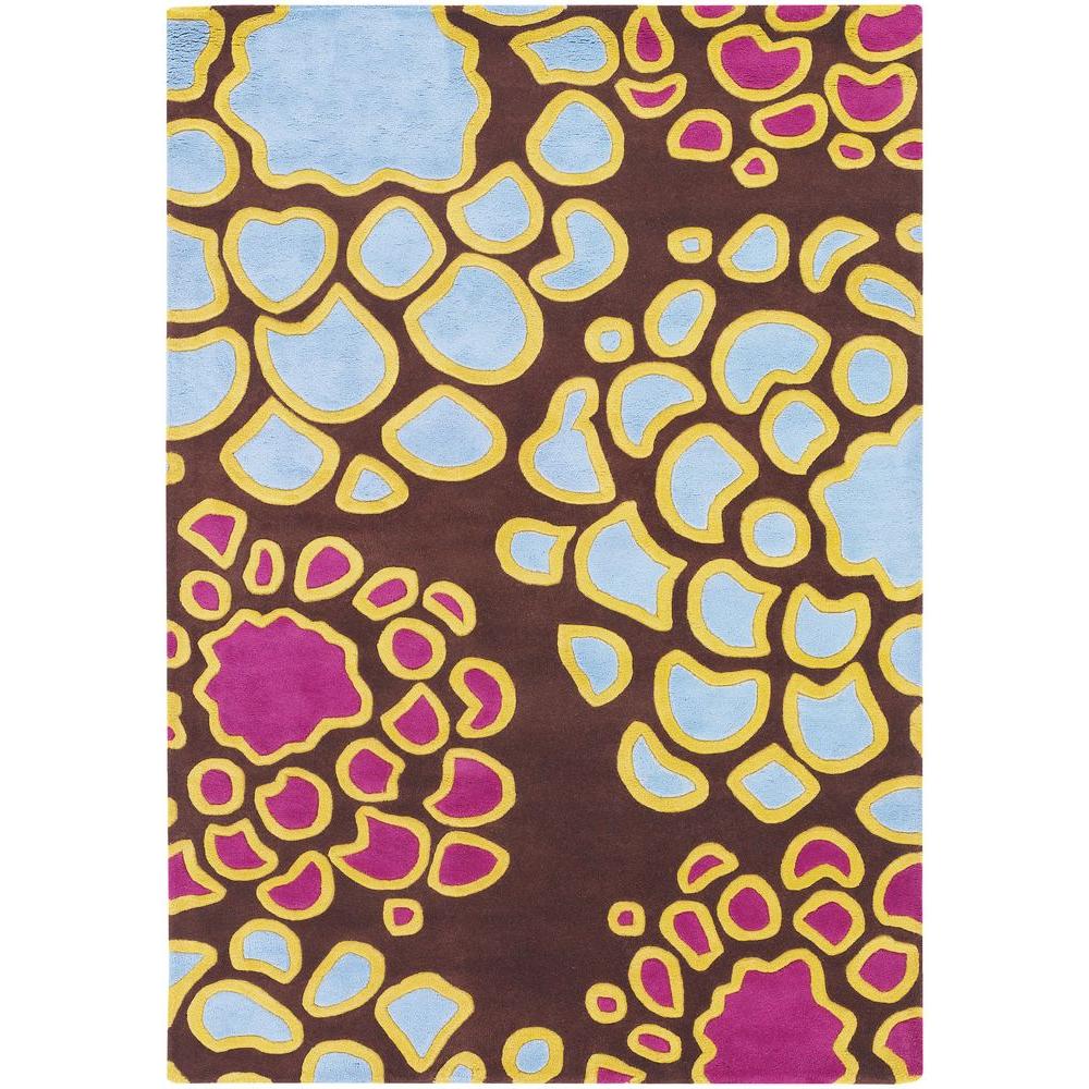 Chandra Inhabit Brown Pink Blue Yellow 5 Ft X 8 Indoor Area Rug Chandra Inhabit Brown Pink Blue Yellow 5 Ft X 8