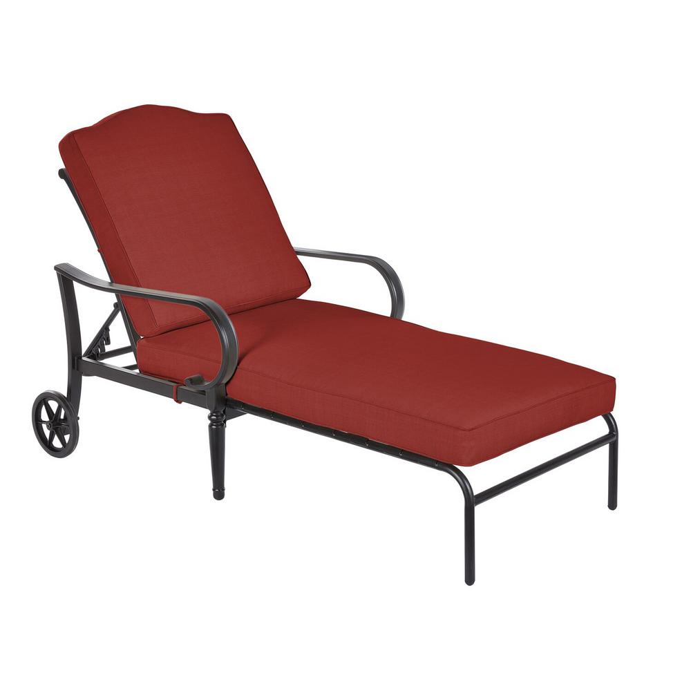 Hampton Bay Laurel Oaks Brown Steel Outdoor Patio Chaise Lounge with ...