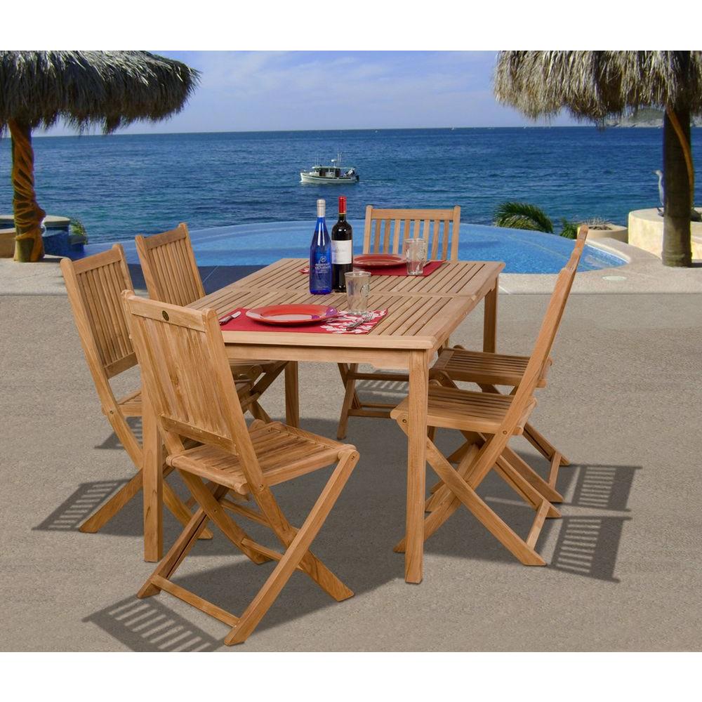 Ia Prague 7 Piece Teak Patio Dining Set