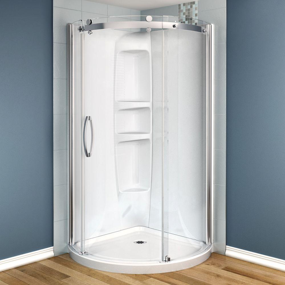 MAAX Olympia 36 in. x 36 in. x 78 in. Corner Round Shower Stall in White105972000001100 