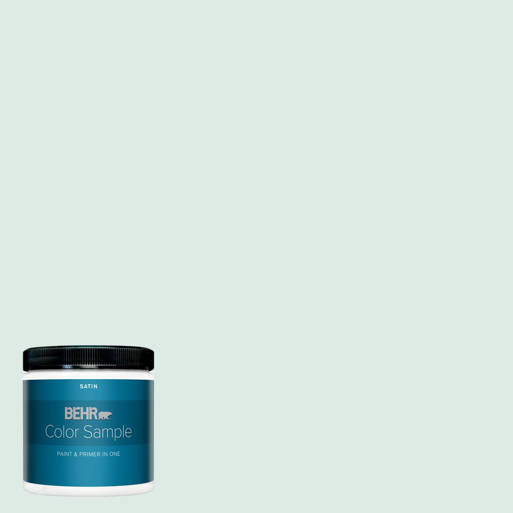 BEHR PREMIUM PLUS 8 oz. M4301 Snowbound Satin Enamel Interior Paint and Primer in One Sample