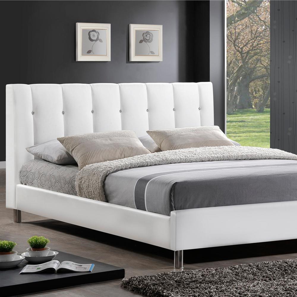 Baxton Studio Vino Transitional White Faux Leather Upholstered Queen ...