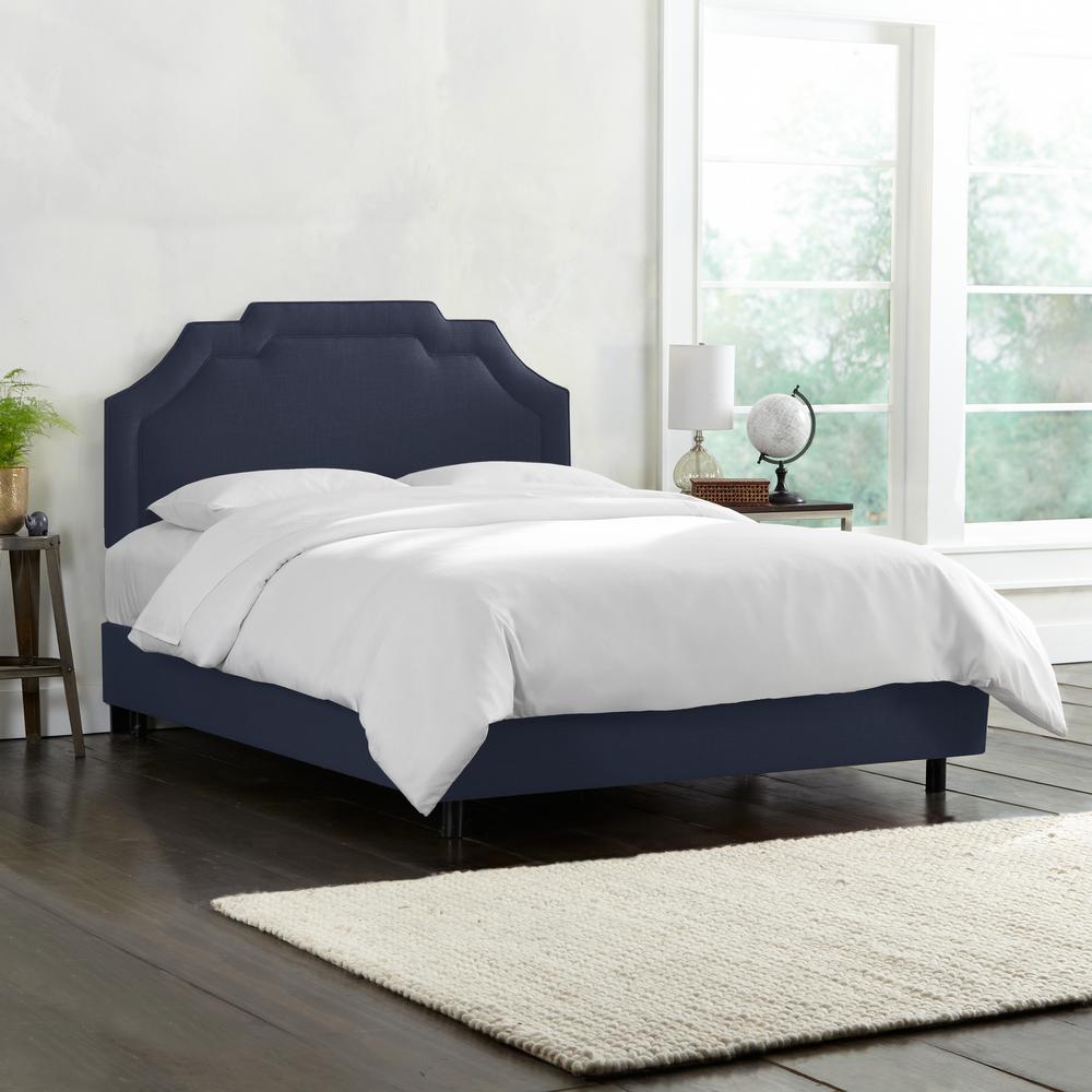 Linen Navy Twin Upholstered Border Bed240BEDLNNNV The Home Depot