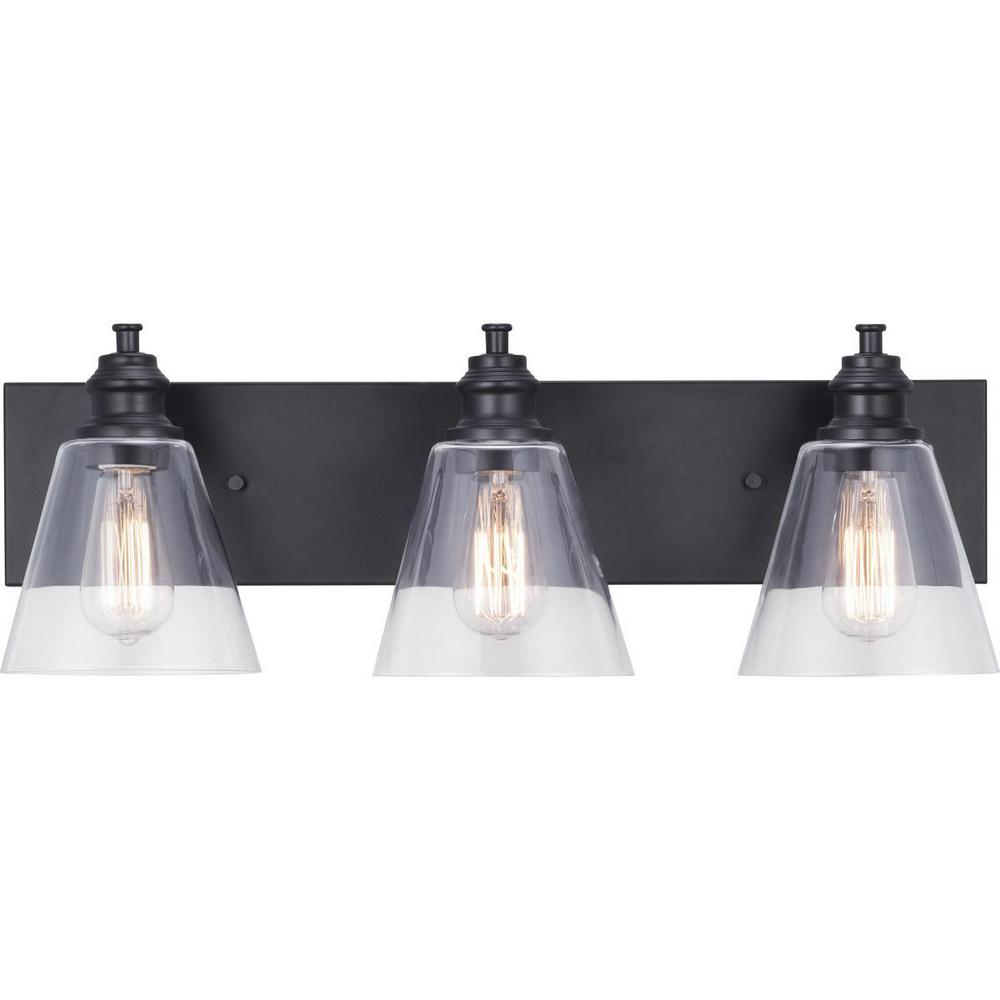 Progress Lighting Elsey Manor 24 In 3 Light Matte Black Vanity