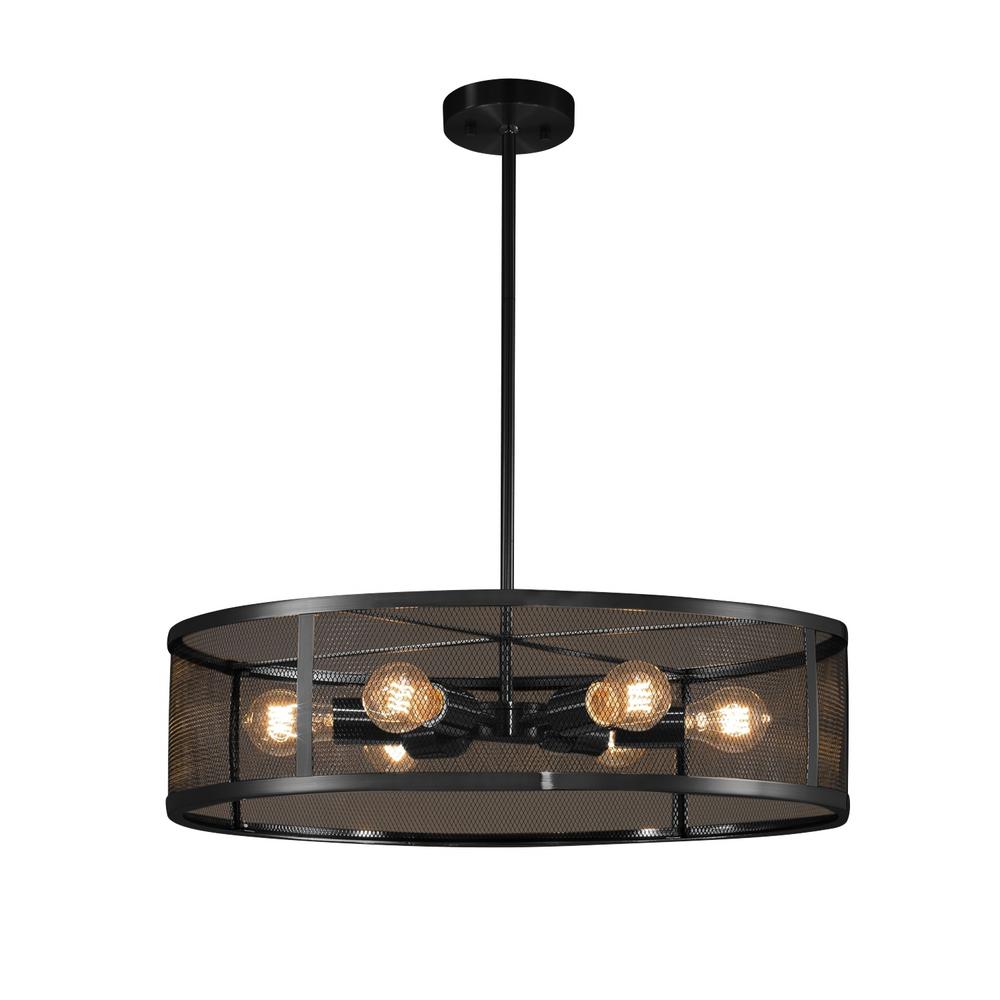 Justice Design Wire Mesh Wire Mesh 6 Light Matte Black Pendant With Wire Mesh Shade