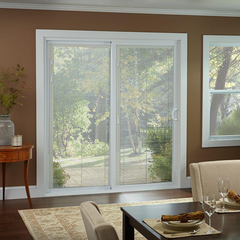 American Craftsman 72 In X 80 50 Series Hvhz Approved White Vinyl Left Hand Sliding Patio Door With Blinds