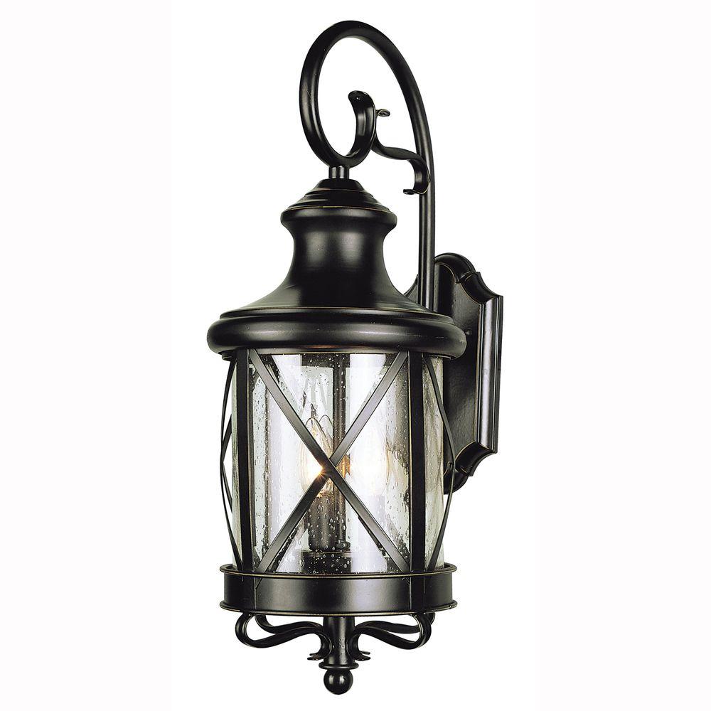 Monteaux Lighting Wall Mount 21 In Bronze Outdoor Pineapple Coach Carriage House 2 Light Outdoor Oiled Bronze Coach Lantern With Clear Glass