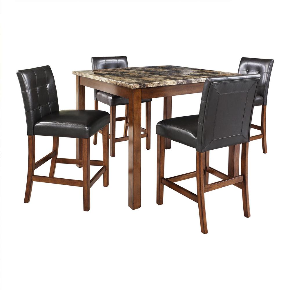 Laurel Transitional 5 Piece Black And Brown Counter Height Dining Set With Faux Marble Table Top Laurel Transitional 5 Piece Black And Brown Counter Height Dining Set With Faux Marble Table Top