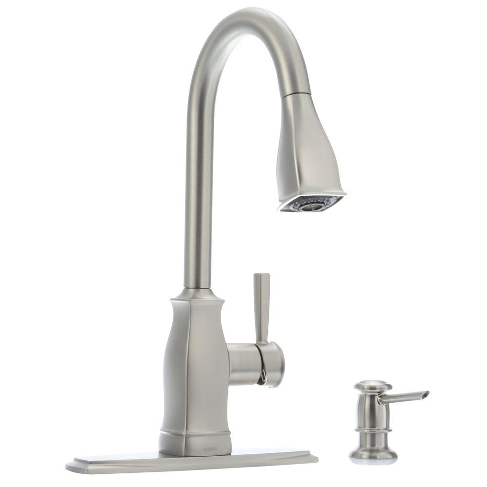 MOEN Hensley Single Handle Pull Down Sprayer Kitchen Faucet With