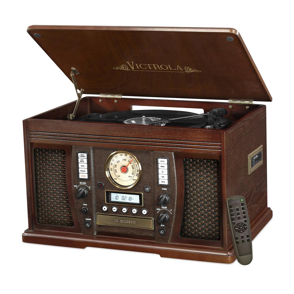 Victrola Wood 7in1 Nostalgic Bluetooth Record Player with CD Encoding and 3Speed Turntable in