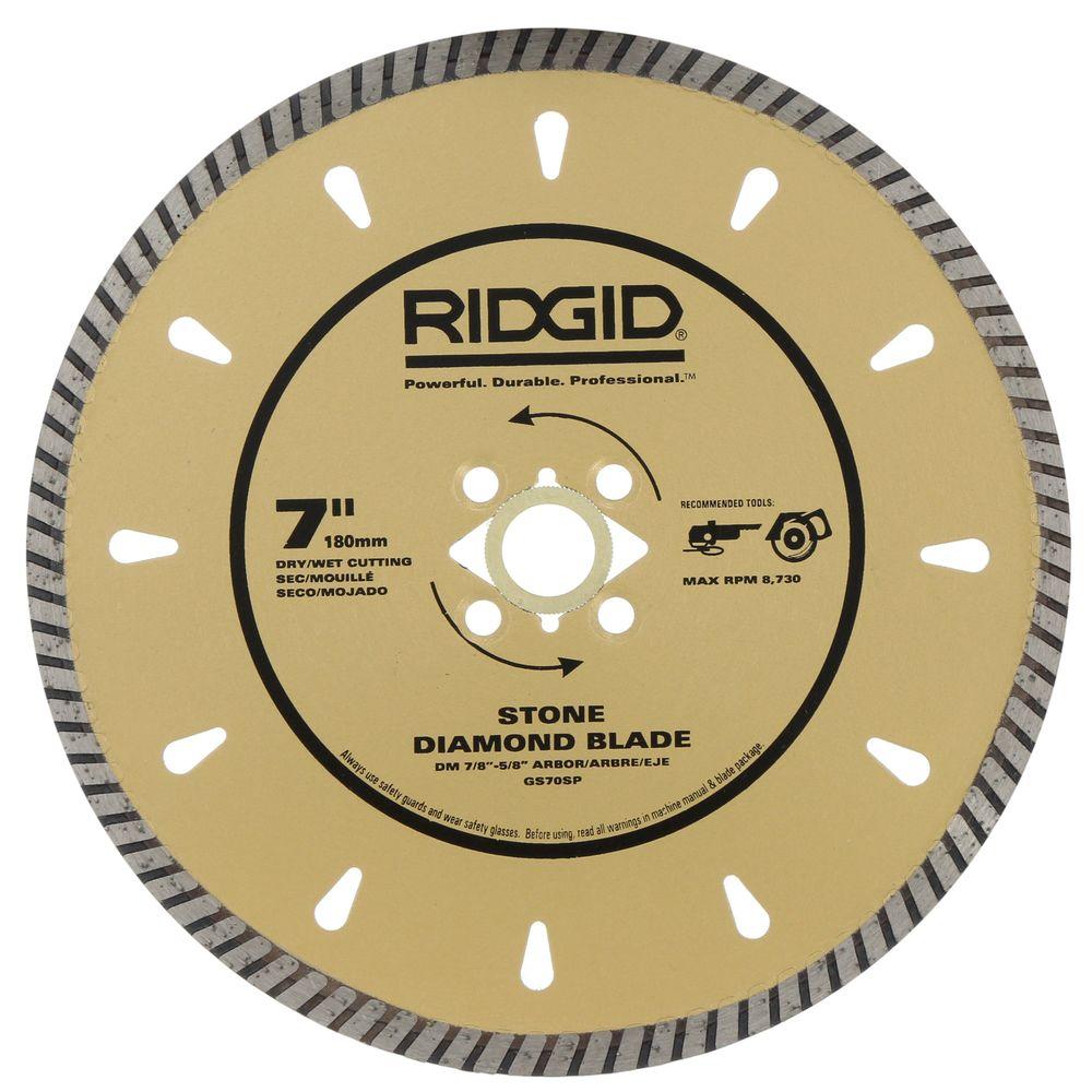 Ridgid 7 In Diamond Stone Blade For Cutting Granite Marble And