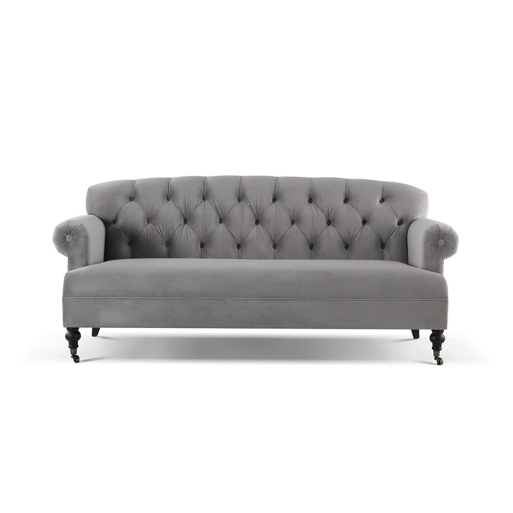 Jennifer Taylor Mackenzie Opal Grey Tufted Rolled Arm Sofa