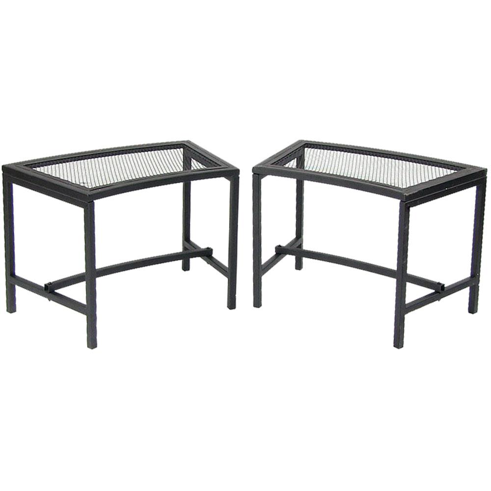 Backless Outdoor Benches Patio Chairs The Home Depot Black Metal Mesh Fire Pit Outdoor Bench Set