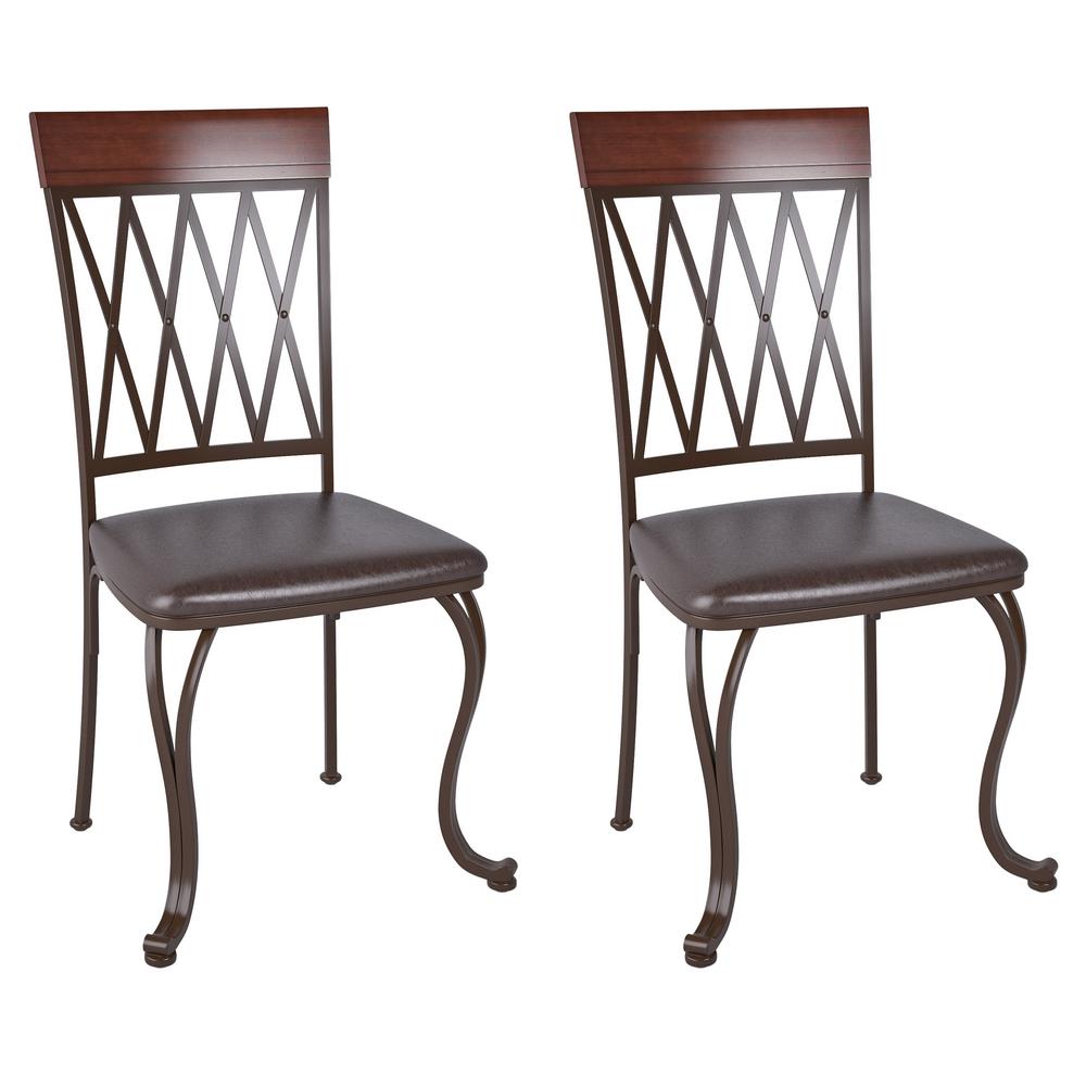 Corliving Jericho Metal Dining Chair With Dark Brown Bonded Leather Corliving Jericho Metal Dining Chair With Dark Brown Bonded Leather Seats Set Of 2