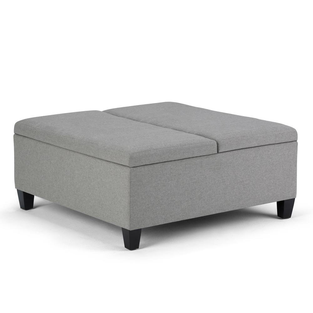 Simpli Home Dover Slate Grey Coffee Table Storage Ottoman Axcot 235 Ellis Dove Grey Linen Look Fabric Coffee Table Storage Ottoman