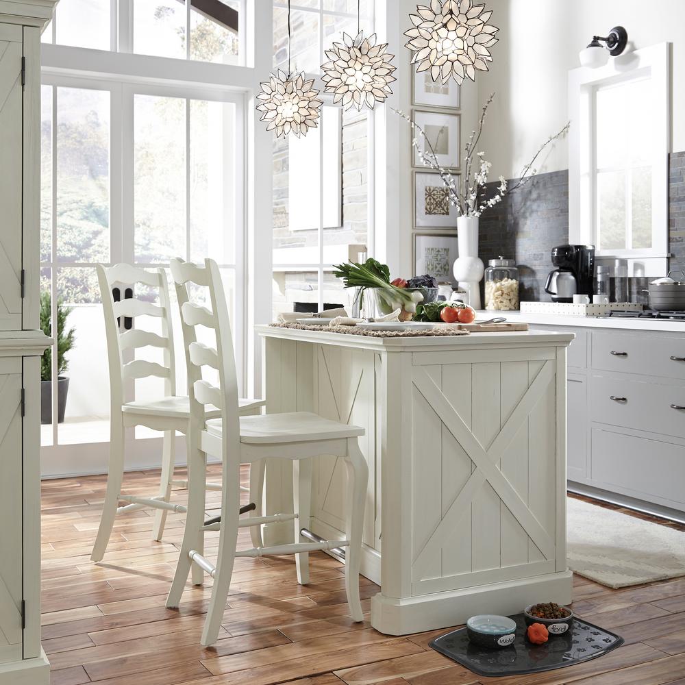 Home Styles Seaside Lodge Hand Rubbed White Kitchen Island