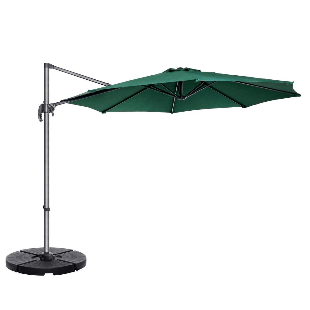 Villacera 10 Ft Steel Cantilever Tilt Patio Umbrella In Green Hwd630702 The Home Depot