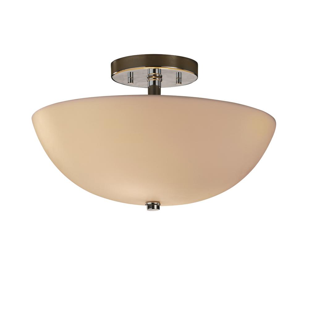 Justice Design Porcelina 14 In 2 Light Polished Chrome Semi Flush