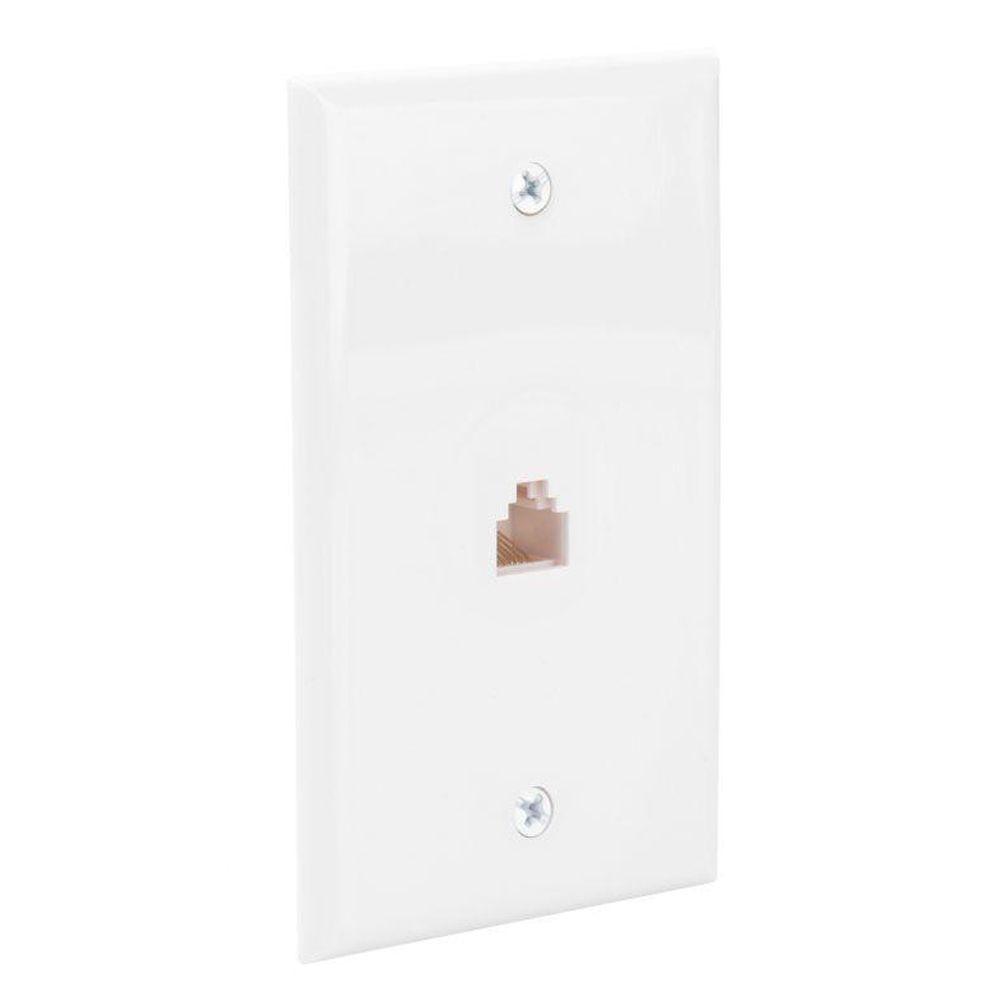 Commercial Electric White 1 Gang Ethernet Wall Plate 1 Pack 216 8c The Home Depot