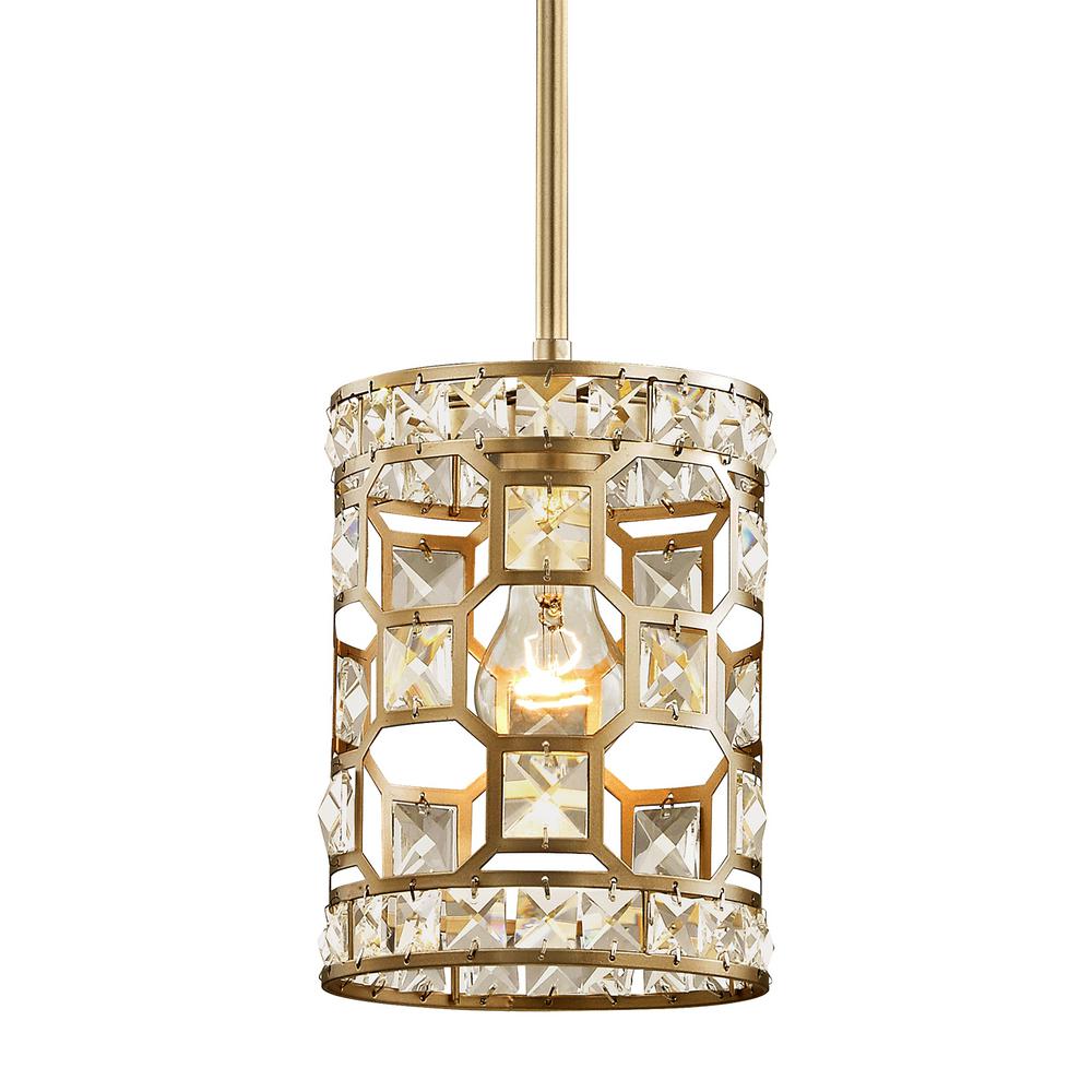 Fifth and Main Lighting Paris 1-Light Champagne Gold with Clear Crystal Mini Pendant-WL-2255 ...