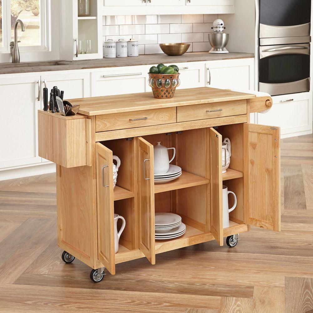 Home Styles Natural Kitchen Cart With Breakfast Bar 5023 95