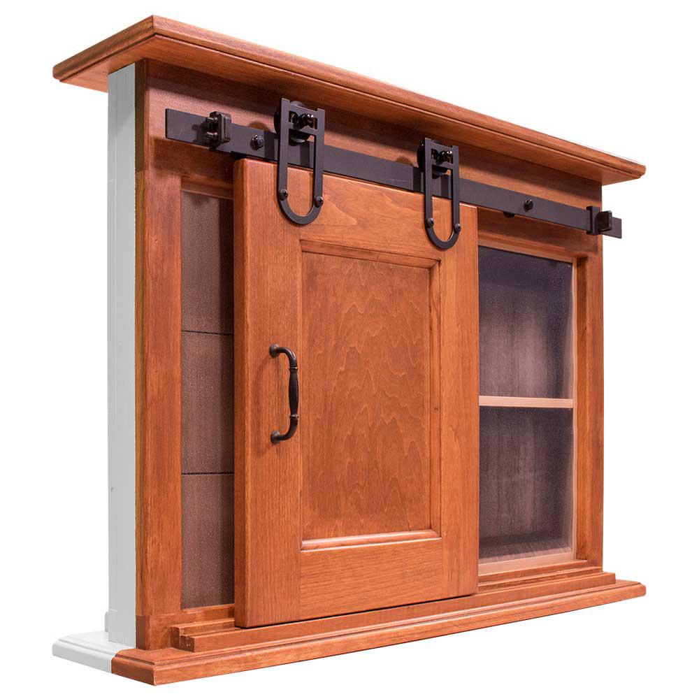 Quiet Glide 4 Ft Black Round Stick Mini Sliding Barn Door