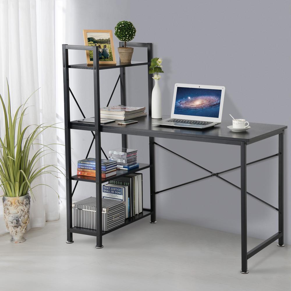 Utopia Alley Modern Style Computer Desk With 4 Tier Attached